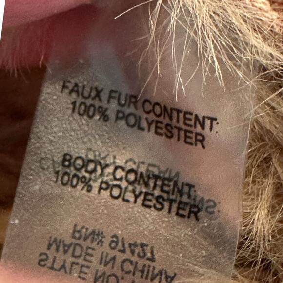 Dolce CABO Tan Open Front Textured Faux Fur Vest- Cardigan - Camel - Size Medium - Picture 4 of 8